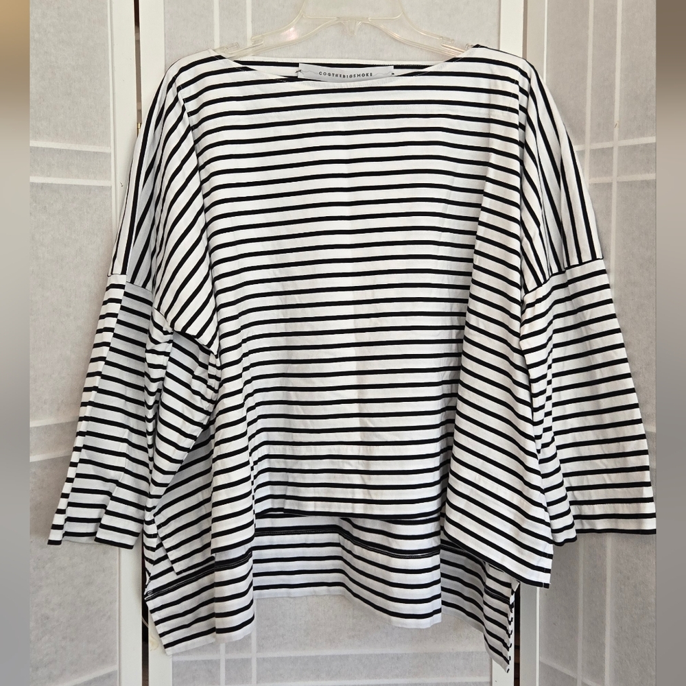 Chic Striped Long Sleeve Top Made In Japan